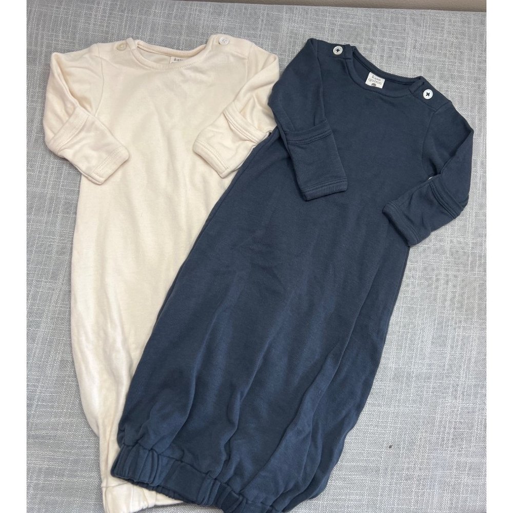 Kate Quinn Baby Sleep Gowns Size 0-3 Months Organic Cotton Blue and Cream Infant